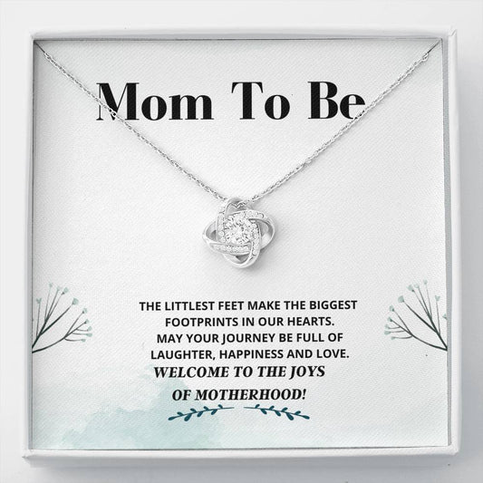 Mom To Be - Littlest Feet - Love Knot Necklace - New Mommy Gift, New Mom Jewelry, New Mom Necklace, New Mother Gift, Baby Shower Gift, Pregnancy Gift