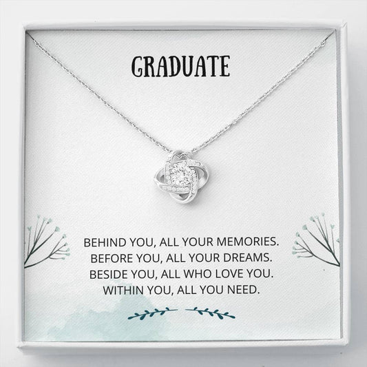 Graduate - Beginnings - Love Knot Necklace - Graduation Gift, Card, Gift For Her, 2021, Congratulations Grad, Senior, Jewelry, Necklace, Present, Daughter Graduation