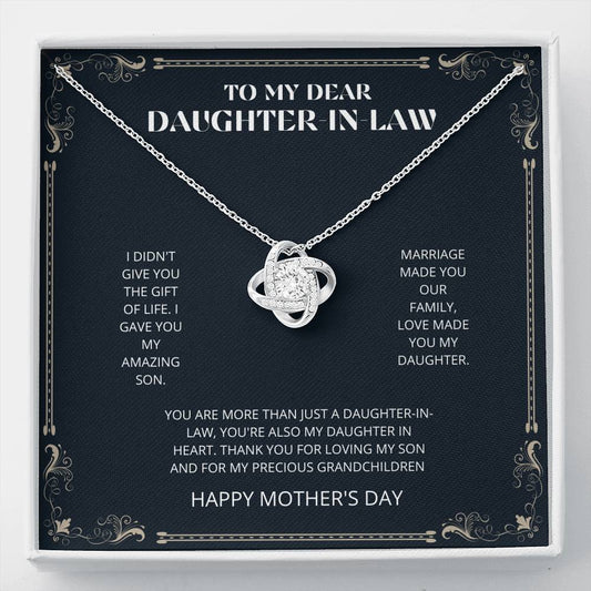 Daughter-In-Law Love Knot Necklace, Daughter-In-Law Card, Daughter-In-Law Gift,  Gift For Daughter, Daughter-In-Law Birthday, Mothers Day Gift For Daughter, Wedding Gift