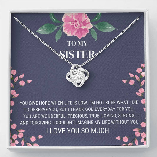 Sister - Hope Love Knot Necklace,  Sister Gifts, Gifts For Sister, Sister Birthday, Friendship Necklace, Sister-In-law Gift, Bonus Sister, Mothers Day Gift, Gift Ideas