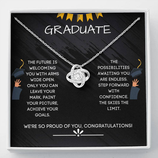 Graduate 2021 - Skies The Limit Love Knot Necklace, Graduation, Graduation Gift, Graduation Card, Gift Ideas, Graduation Present, Senior Graduate, Graduation Jewelry