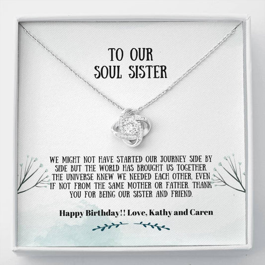 Soul Sister Love Knot Necklace - Unbiological Sister, Soul Sister, Best Friend Gift, Bonus Sister, Bestie Friend Jewelry