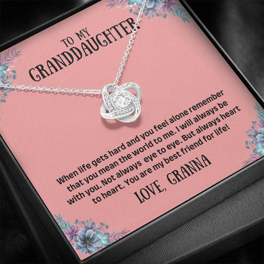 To My Granddaughter From Granna - You Mean The World - Custom  Love Knot Necklace