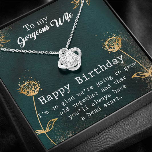 To My Gorgeous Wife - Happy Birthday - Love Knot Necklace, Mom Jewelry Gift, Mother's Day Gift, Mom Birthday Gift, Gift From Daughter
