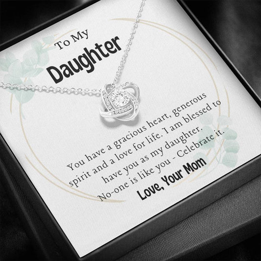 To My Daughter - Gracious Heart - Love Knot Necklace