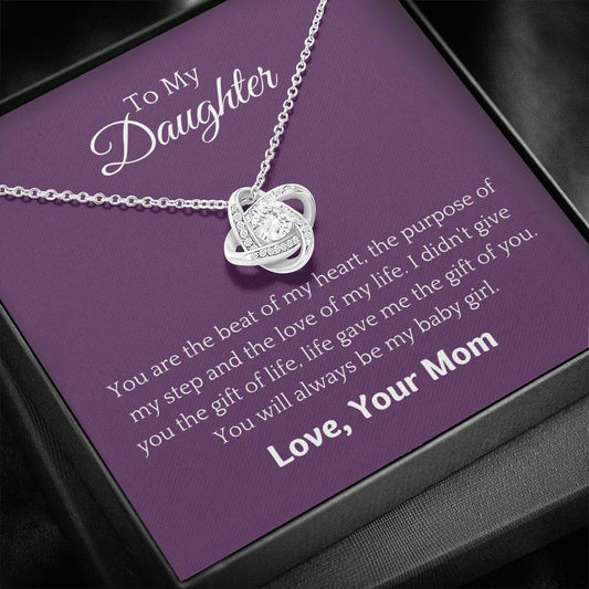 To My Daughter - The Beat of My Heart - Love Knot Necklace