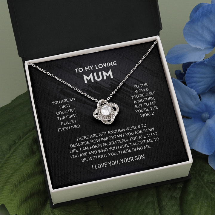 To My Loving Mum - You're The World Love Knot Necklace