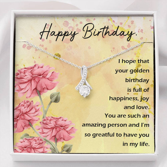 Happy Birthday - Alluring Beauty Necklace - gift for her women sister daughter, golden birthday gift