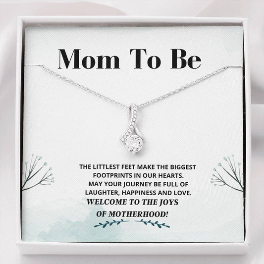 Mom To Be - Littlest Feet - Alluring Beauty Necklace - New Mommy Gift, New Mom Jewelry, New Mom Necklace, New Mother Gift, Baby Shower Gift, Pregnancy Gift