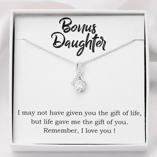 Bonus Daughter - Alluring Beauty Necklace Necklace with Card, Step Daughter Gift, Adoptive Daughter Gift Necklace, Bonus Daughter Jewelry Gifts