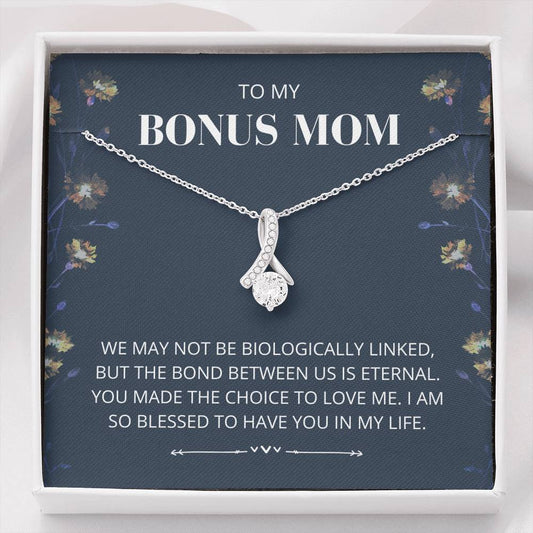 Bonus Mom - Eternal Bond - Alluring Beauty Necklace - bonus mom, mothers day, mother in law, parents wedding, from step daughter, step parent, foster gift, mom necklace