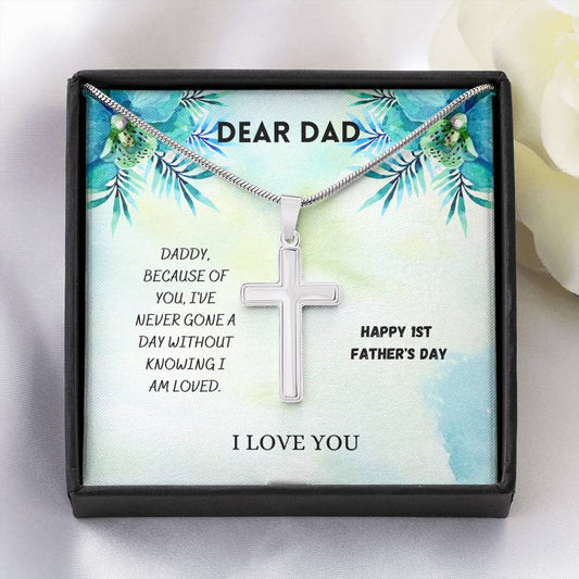 Father - I am Loved Artisan Cross Necklace, Father's Day Card, First Father's Day Gift, Happy Father's Day, Gift For Fathers Day, Bonus Dad Gift, Gift Ideas, Birthday Gift
