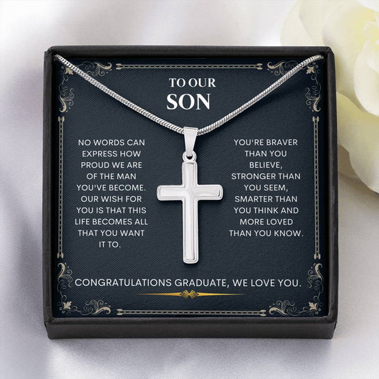 Son Graduate Artisan Cross Necklace, Graduation Gift, Graduation Card, Graduation 2021, Congratulations Grad, Senior Graduation, Graduation Jewelry, Graduation Gift For Son