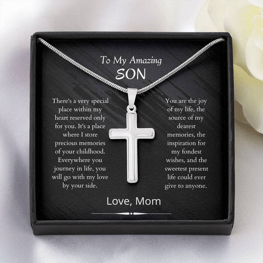 Mother And Son Gift - Artisan Cross Necklace Wedding Gifts, Gift For Son, Birthday Gift, Son Gift, Mom To Son Gift, Mother Gift To Son, Son Graduation Gift, Gift Ideas