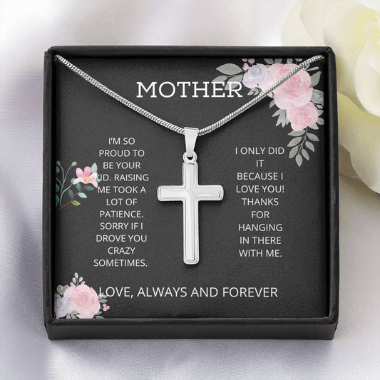 Mother - I Love You Artisan Cross Necklace, Mothers Day Gift, Gift, Mothers Day Card, Child Mother Gift, Happy Mothers Day, Jewelry, Mom Gift, Mother's Daughter Gift