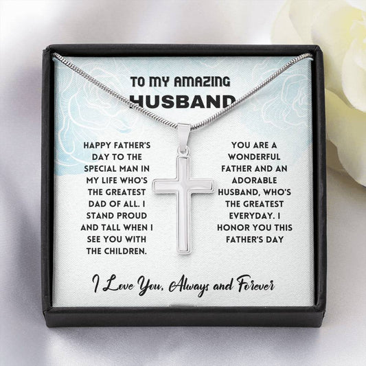 Husband Father's Day - Greatest Dad Artisan Cross Necklace, Husband Gift, Fathers Day Gift, Gift For Husband, First Father's Day, Gift For Husband, Gift From Wife, Gift Idea