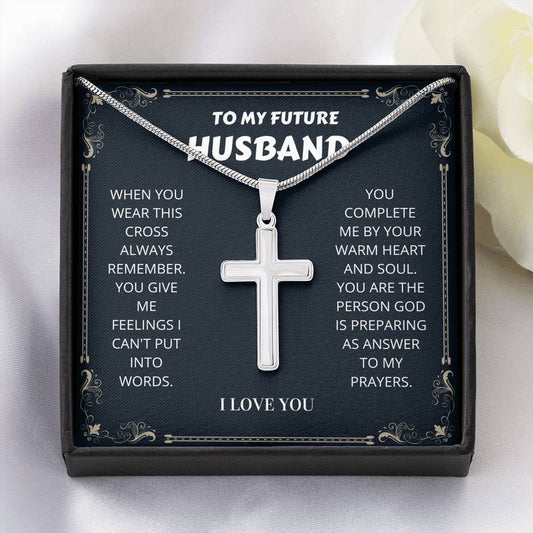 Future Husband Artisan Cross Necklace, Future Husband Gift, Husband Birthday, Anniversary Gift, Card For Husband, Gift For Husband, Wife To Husband,  Future Soulmate, Gift Idea