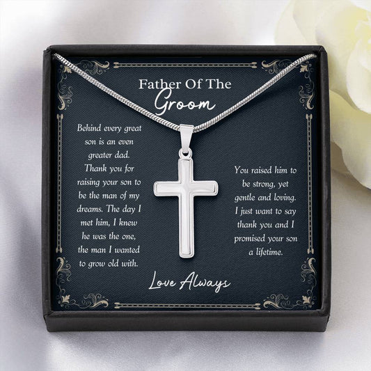 Father Of Groom - Artisan Cross Necklace, Father Of The Groom, Birthday Gift, Father Day, Groom Wedding Gift, Fathers Day Gift, Wedding Gift, Fathers Day, Father-In-Law gift