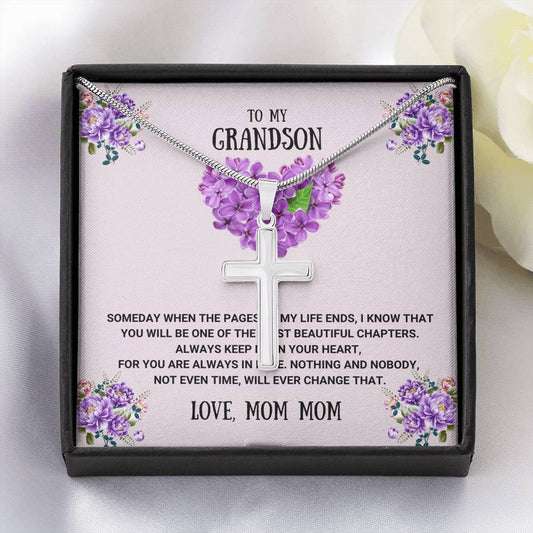 Beautiful Chapters Cross to Grandson from Mom Mom Artisan Cross Necklace