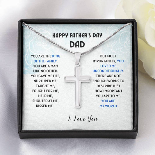 Father - You Are My World Artisan Cross Necklace, Father's Day Card, Father's Day Gift, Happy Father's Day, Gift For Fathers Day, Bonus Dad Gift, Dad Gift Ideas, Dad Birthday