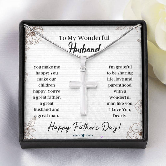 Husband Father's Day - I'm Grateful Artisan Cross Necklace, Husband Gift, Fathers Day Gift, Gift For Husband, First Father's Day, Gift For Husband, Gift From Wife, Gift Idea