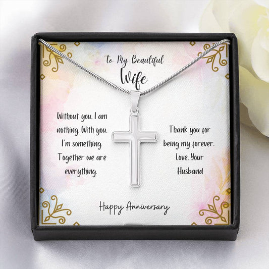 Wedding Anniversary - My Forever Artisan Cross Necklace, Anniversary Jewelry to Wife, Wife Anniversary, Anniversary Card, Wedding Gifts,  Anniversary Gifts, Wedding Card