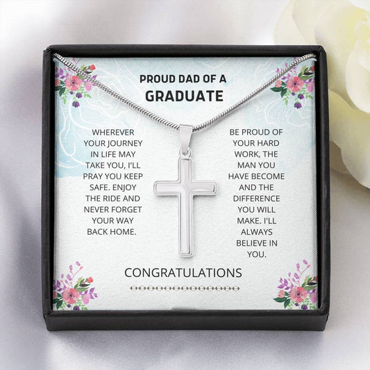 Son Graduate Artisan Cross Necklace, Graduation Gift, Graduation Card, Graduation 2021, Senior Graduation, Graduation Jewelry, Graduation Gift For Son, From Dad To Son