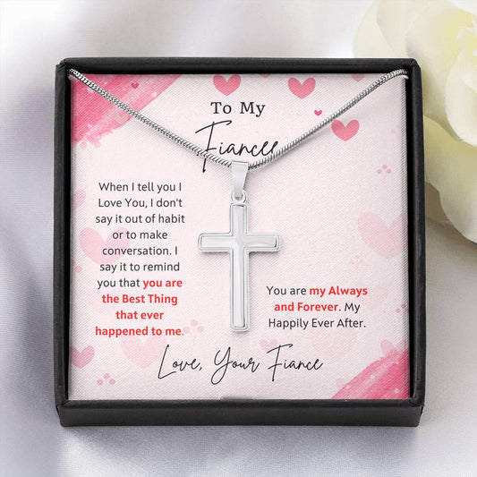 Fiance - Best Thing Artisan Cross Necklace, Fiance Birthday, Fiance Gift, Girlfriend Gift, Gift Ideas, Engagement Gift, Fiance Anniversary, BrideTo Be Gift, Fiance Jewelry