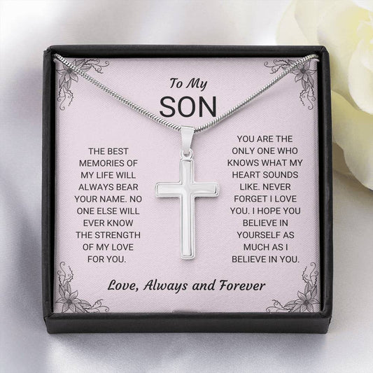 Son - Best Memories - Artisan Cross Necklace, Gift For Son, Necklace For Son, Son Gift Ideas, Son Gift From Mom or Dad, Graduation Gift, Godson Gift, Birthday Gift For Son