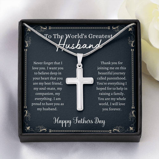 Husband Father's Day - My Everything Artisan Cross Necklace, Husband Gift, Fathers Day Gift, Gift For Husband, First Father's Day, Gift For Husband, Gift From Wife, Gift Idea