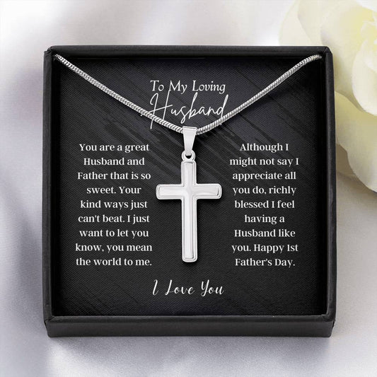 Husband 1st Father's Day - Kind Ways Artisan Cross Necklace, Husband Gift, Fathers Day Gift, Gift For Husband, First Father's Day, Gift For Husband, Gift From Wife, Gift Idea