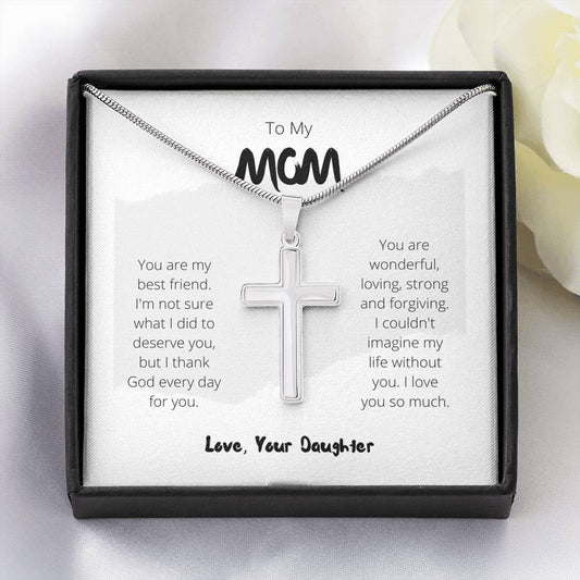 To My Mom - You Are My Best Friend - Artisan Cross Necklace