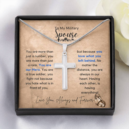 Military Wife Artisan Cross Necklace, Army Wife, Military Wife Gift, Necklace For Military Wife, Military Spouse Gift, Mother's Day Gift, Deployment Gift, Military Gift Ideas