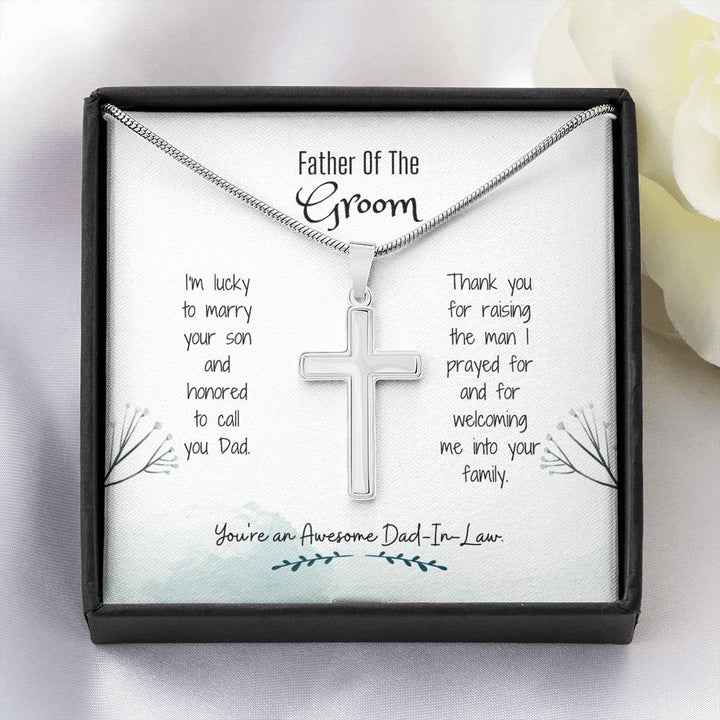 Father Of Groom - Artisan Cross Necklace, Father Of The Groom, Birthday Gift, Father Day, Groom Wedding Gift, Fathers Day Gift, Wedding Gift, Fathers Day, Father-In-Law gift