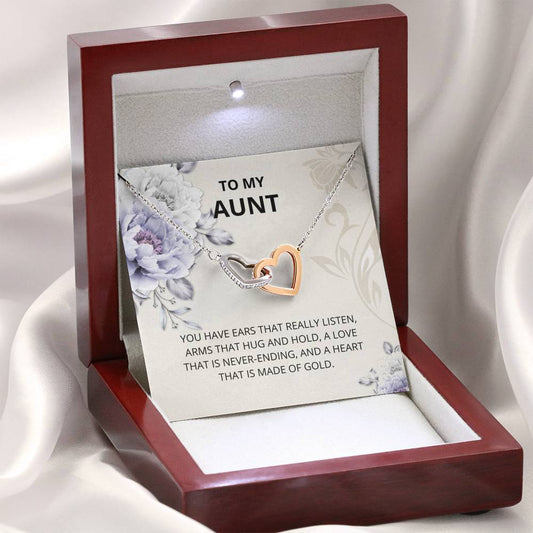Aunt - Love That Is Never Ending - Interlocking Hearts Necklace - Gift For Aunt, Aunt Gift, Aunt, Auntie, Card For Aunt, Auntie Gift, Aunt And Niece Gift, Aunt Birthday, Best Aunt Gift