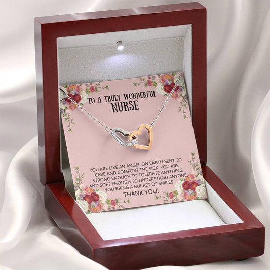 Nurses - Like Angels Interlocking Hearts Necklace - Gift for Nurse, Present, Gift Card, Thank You, Appreciation, Graduate, Leaving Card, Ornament, Life Gifts, Bracelet