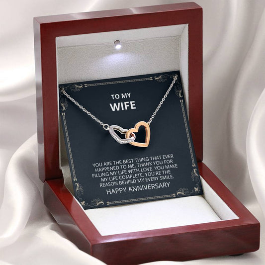 Wife -The Best Thing Interlocking Hearts Necklace - Anniversary Card, Anniversary, Wedding, Anniversary Gift For Wife, I Love You, Wife, Anniversary Gift