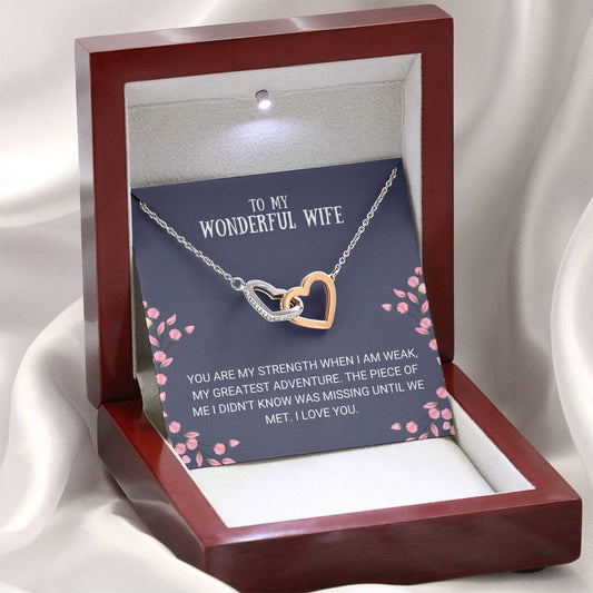 Wife - My Strength Interlocking Hearts Necklace - Anniversary Card, Anniversary, Wedding, Anniversary Gift for Wife, I Love You, Wife, Anniversary Gift