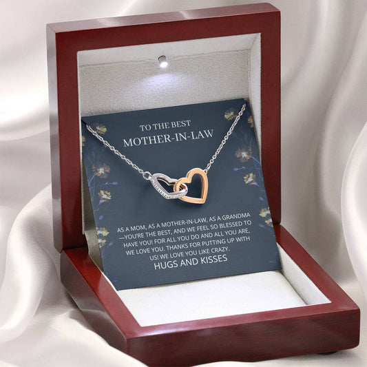 Mom - You're the Best Interlocking Hearts Necklace, Mothers Day Gift, Mothers Day Card, Grandmother and Mother, Mother of the Bride, Gift, Mother of the Groom, Mother-in-Law Gift