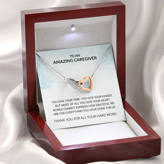 Caregiver - You Give Your Heart Interlocking Hearts Necklace - Caregiver Gift, Senior Care, Gift for Caregiver, Elderly Care, Thank You, Nurse, Birthday Gift, Daily Care, Mommy