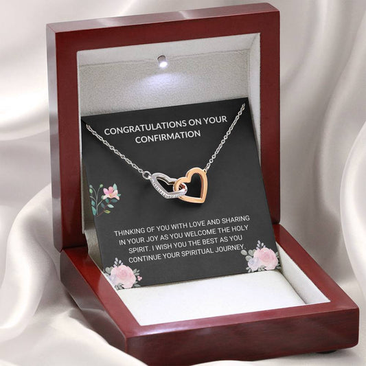Confirmation - Spiritual Journey Interlocking Hearts Necklace Confirmation Card, Gifts, Baptism Gift, Presents, Jewelry, Boy Confirmation, Girl Confirmation, Confirmation Party