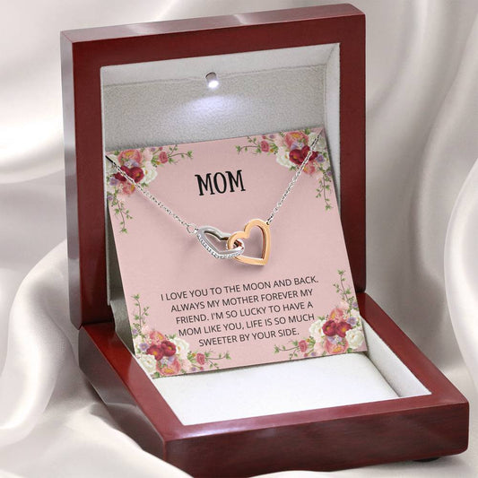 Mom - Forever my Friend Interlocking Hearts Necklace - Mothers Day Gift, Mothers Day Card, Child Mother, Grandmother and Daughter, Happy Mothers Day, Necklace, Mother of the Bride