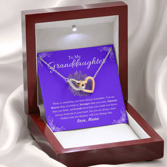 To My Granddaughter - Always Remember - Interlocking Hearts Necklace, Xmas, Christmas, Gift For Granddaughter From Nana, Birthday Gift For