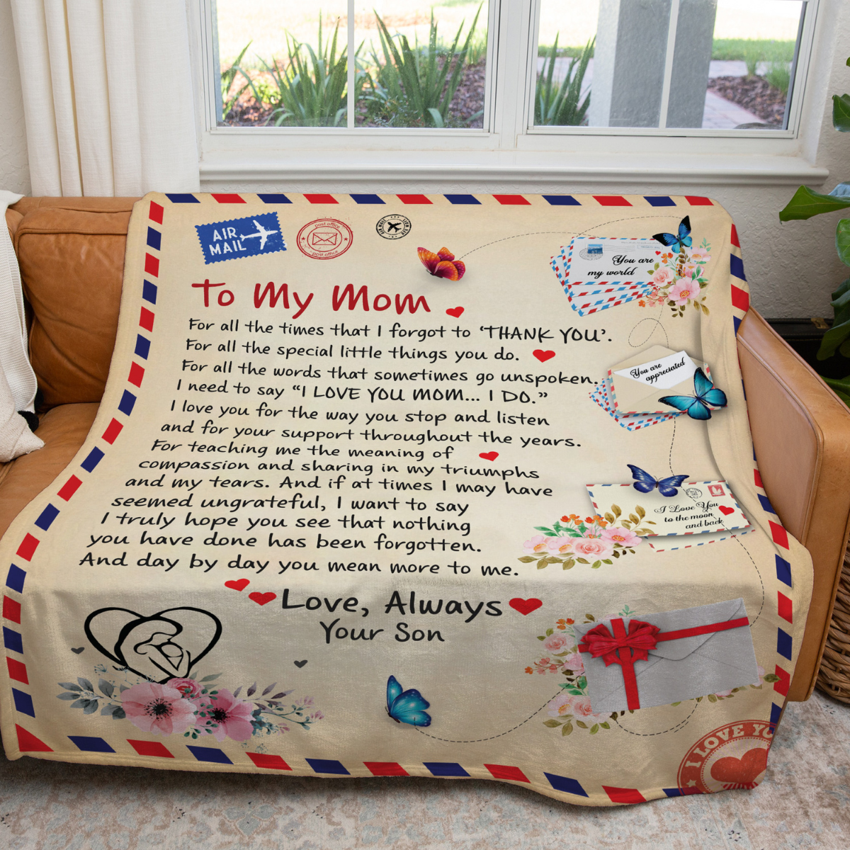 Dear Mom Blanket From Son - Personalized Giant Love Letter Blanket